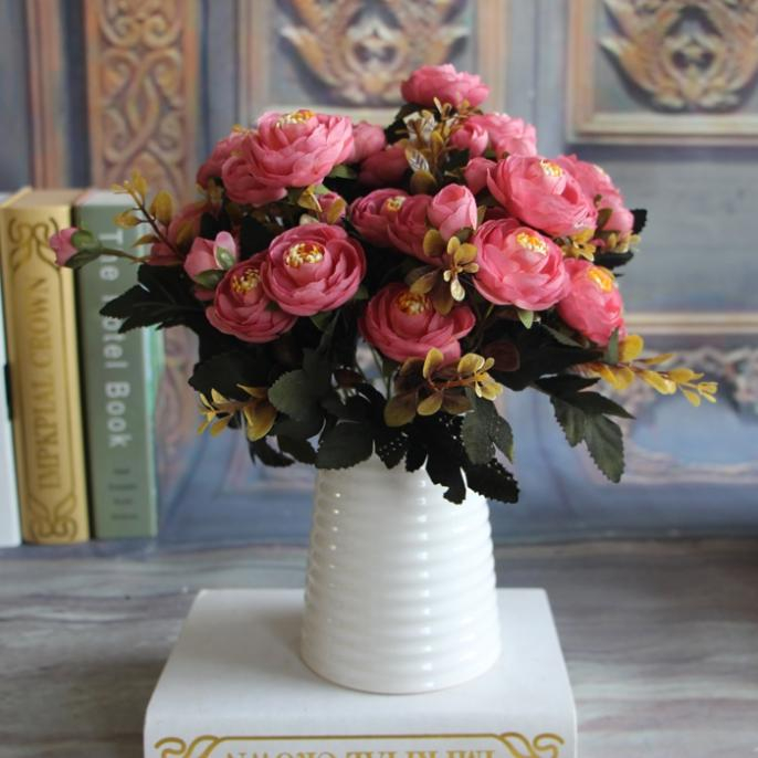 Hot Realistic 6_Branches Blue Autumn Artificial Fake Peony Flower Arrangement Wedding Hydrangea Decor free shipping 